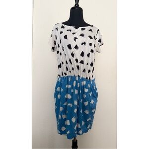 🎨 diane von furstenberg two toned brush print silk dress